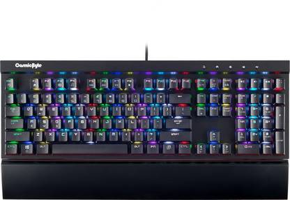 Cosmic Byte CB-GK-03 Black Eye Aluminium Mechanical, Real RBG Backlit with Effects Wired USB Standard Gaming Keyboard Compatible with Desktop, Laptop, Mac