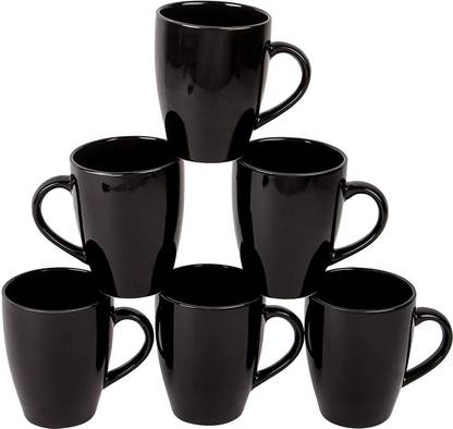 Newai Ceramic Milk Coffees Black mug 250ML pack of 6 Ceramic Coffee Mug