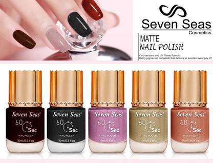 Seven Seas New velvet 60-sec Matte Finish Perfect Nail Polish Combo set 5 combo1