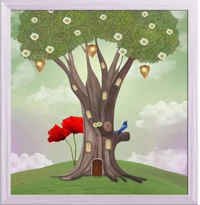 Artzfolio ArtzFolio Summer Time Canvas Painting White Synthetic Frame 12inch x 12.5inch (30.5cms x 31.6cms) Digital Reprint 12.5 inch x 12 inch Painting