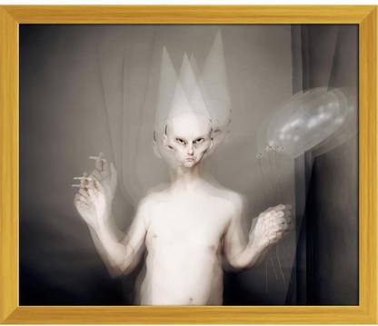 Artzfolio ArtzFolio Grotesque Character Hallucination Tabletop Painting Golden Frame 9.4inch x 8inch (24cms x 20.3cms) Digital Reprint 8.5 inch x 9.9 inch Painting