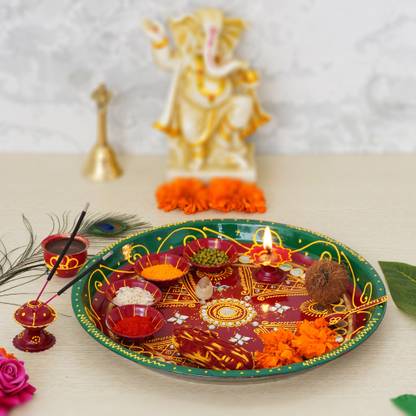 Flipkart SmartBuy Handcrafted Pooja Thali Set Steel