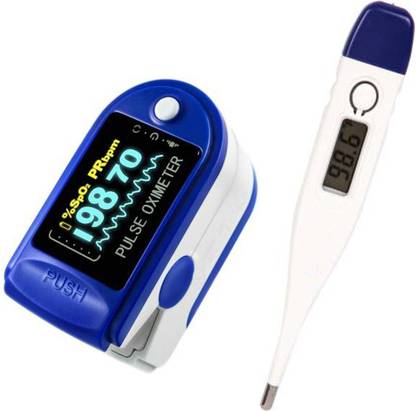 Wembley Toys Pulse Oximeter and Digital Thermometer Combo best quality Finger Oximeter SPO2 Blood Oxygen Saturation Monitor Heart Rate Monitor Rotatable OLED Digital Display Combo Pulse Oximeter