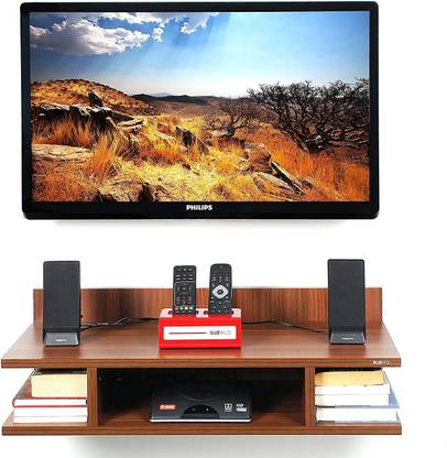 BT Decors TV Entertainment Unit Set Top Box Stand Wall Mounted Shelf Racks for Home Living Room Floating Shelves for Bedroom Wooden Wall Shelf ,Setup Box Stand / Book Shelf Home Wall Shelf for Holding Speakers WiFi Router Game Console Remote Streaming Device . MDF (Medium Density Fiber) Wall Shelf