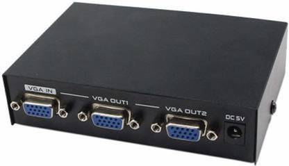 HL Technology 2 Port VGA Splitter Sharing Switch Box 200MHz 1 Input 2 Output VGA Switcher 1 PC to 2 Monitors SVGA/XGA Video Distributor Converter 1920X1440 (VGA Splitter 1 in 2 Out) Media Streaming Device