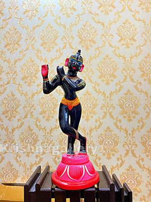 krishnagallery1 Black Brass Krishan Murti Pure Brass Pital Krishan Statue , Krishna idol , Krishna statue Murti , For Home Temple Poojan use , Office Gifted , Radha Krishan Idol Decorative Showpiece  -  20 cm