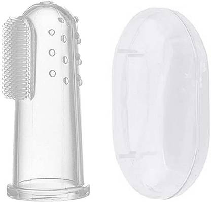 CHILD CHIC Silicon Baby Finger Toothbrush , Baby Finger Brush Tongue Cleaner with storage box Teether (Transparent) Extra Soft Toothbrush