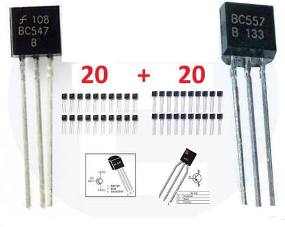 RISARYA KIT OF BC547(20PCS)+BC557(20PCS)=40PCS NPN+PNP TRANSISTOR SWITCHING AND AMPLIFIER NPN Transistor