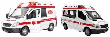 Nizomi Big Size Ambulance Toy Van for Kids with Light & Siren Sound Effects – Push and Go Friction Power Ambulance Vehicle Toy for Kids(Good Toy To Gift On Birthdays) Suitable For 3+ Year