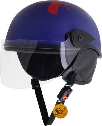 Sage Square Adjustable Junior Helmet Kids Child Safety & Comfort (3-12 Yrs) Blue Matte decal Motorbike Helmet