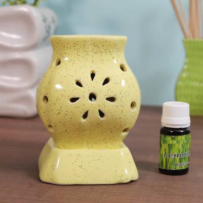 Flipkart Perfect Homes Citrus Diffuser Set Lotus shape Ceramic Electric Diffuser with 10 ml Fragrance Oil (Yellow Color)