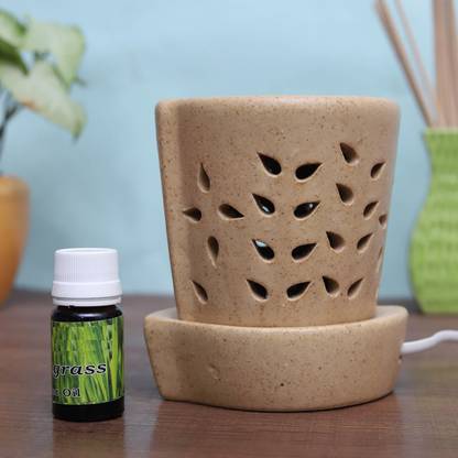 Flipkart Perfect Homes Citrus Diffuser Set Shape Ceramic Electric Diffuser (Brown Color )with 10 ml Fragrance oil