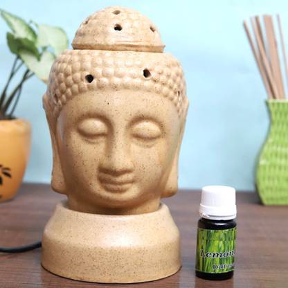 Flipkart Perfect Homes Citrus Diffuser Set Ceramic Electric Head Buddha Brown Color with 1o ml Fragrance Oil