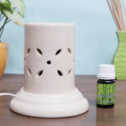 Flipkart Perfect Homes Citrus Diffuser Set Ceramic Electric Diffuser Nano shape White Color with 10 ml Fragrance Oil