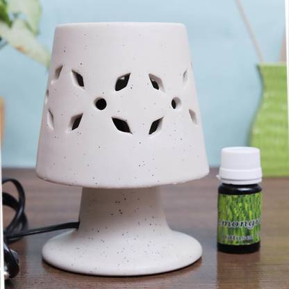 Flipkart Perfect Homes Citrus Diffuser Set Lamp Shape Ceramic electric diffuser white color with 10 ml fragrance oil