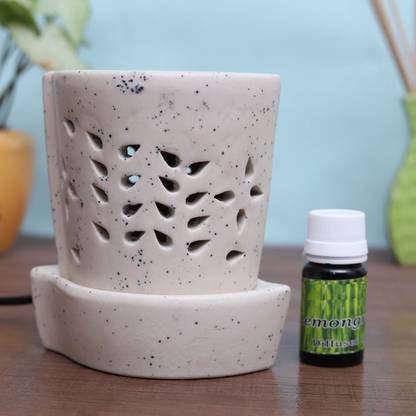 Flipkart Perfect Homes Citrus Diffuser Set Ceramic Electric Diffuser (White Color )with 10 ml Fragrance oil