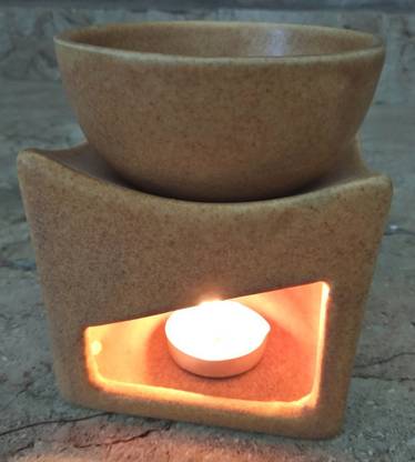 BHARAT SOURCE aroam Diffuser 4.5" Soil Colour Square Ceramic Oil Diffuser