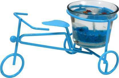 shivam enterprises Decorative Iran Cycle Gel Glass Scented Candle Home and Decor (Sky Blue) Candle