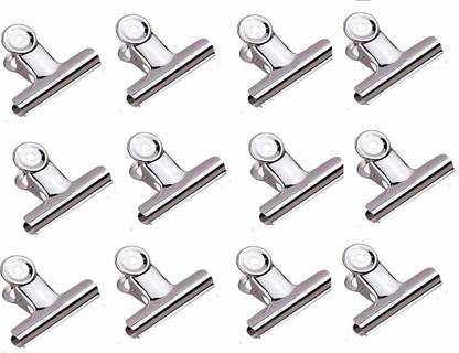 True-Ally Stainless steel BIg 51 mm 2 inch Bull Dog Binder Clip Clamp for Office, Home, School, Institutions Big Stainless steel Bulldog binder clip
