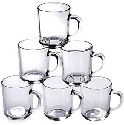Sarsawal Microwave Safe Glass Tea Coffee Glass Coffee (220 ml, Pack of 6) Wood Coffee Mug