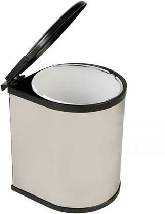 BTL Door Mounted Auto Lid Waste Bin 8 Litres Round Shape with Inner Plastic Bucket (Cabinet Size 400mm)(Dustbin-Stainless Steel 304 and Plastic)(Cabinet Dustbin)(PPA-CDB-8L) Steel, Plastic Dustbin
