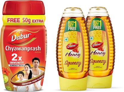 Dabur Chyawanprash - 2 X Immunity - 500 gm (Get 50 gm Free ) with Honey Squeezy - 225 gm (pack of 2 ) Free Combo