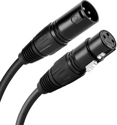SYMFONIA 5 Meters Balanced 3 Pin Xlr Male to Female Microphone Audio Extension Pure Copper Cable Premium Microphone Cable for Microphones, Studio Recording and Live Sound and more (Black color Cable and Multicolor Connecters) CABLE