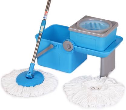 Trueware Foldable 360 Degree Spin Mop,Durable Bucket with Extendable Handle For Perfect Cleaning -Blue Mop Set