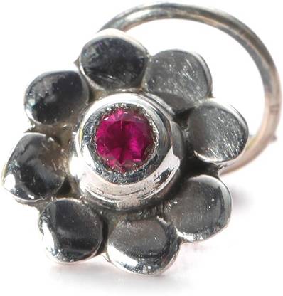 jsaj Ruby Sterling Silver Plated Sterling Silver Nose Ring