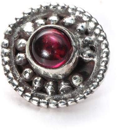 jsaj Garnet Sterling Silver Plated Sterling Silver Nose Ring