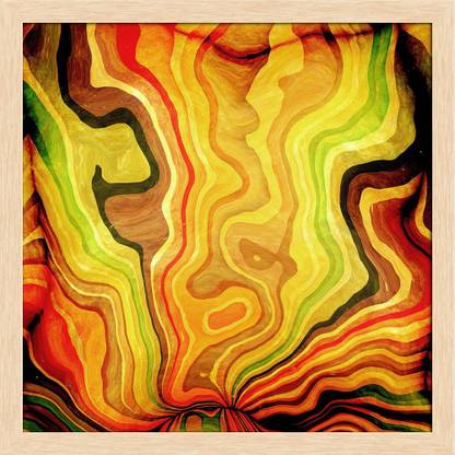 Artzfolio ArtzFolio Abstract Background Colour & Shape Mix D3 Tabletop Painting Natural Brown Frame 6inch x 6inch (15.2cms x 15.2cms) Digital Reprint 7 inch x 7 inch Painting