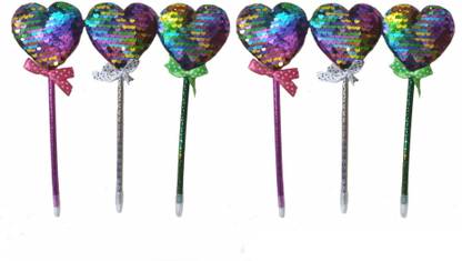 Giftshub set of 6 Cute Love heart Sequence Gel Pen