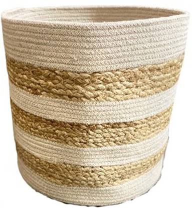 PartyStuff Jute Planter Basket White Stripe Plant Container Set