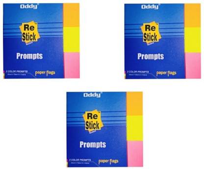 Oddy NEON STICKY NOTES 1" X 3" Multicolour (Pack of 3, 25 X 75mm) 120 Sheets REGULAR Paper Flags 25 X 75 mm STICKY NOTES Pack of 3, 3 Colors