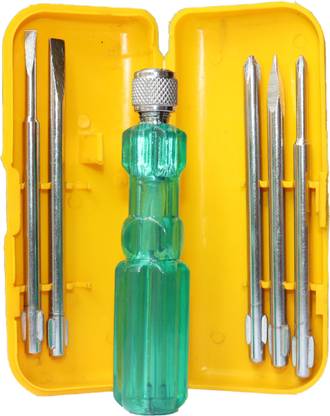 Guide Unbreakable Screwdriver Set Kit Single Light (Green) (Line Tester) ( 5 in 1) Combination Screwdriver Set