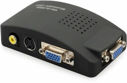 VIBOTON AV S-Video to VGA Converter Box RCA Composite CCTV DVR PC Laptop to TV Projector VGA Input PAL to VGA Output Video Adapter Convertor Media Streaming Device