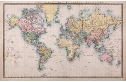 Artzfolio World Map on Mercators Projection Circa 860 Unframed Digital Reprint 12.5 inch x 19.4 inch Painting