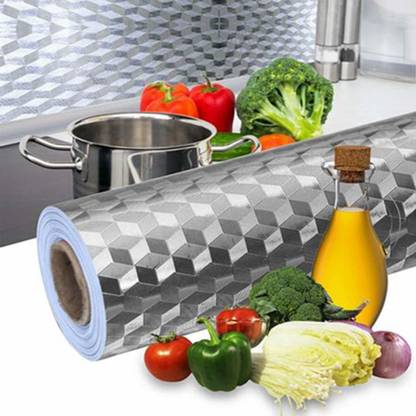 Antique Buyer 154.94 cm Wallpaper Stickers, Kitchen Stickers Self Adhesive Kitchen Aluminum Foil Stickers Oil Proof Waterproof Kitchen Stove Sticker Self Adhesive Sticker
