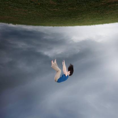 Artzfolio Surreal Image of a Woman Falling Up Towards Sky Unframed Premium Canvas Painting 28inch x 28inch (71.1cms x 71.1cms) Digital Reprint 28.5 inch x 28.5 inch Painting