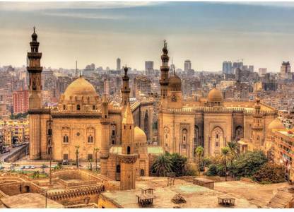 Artzfolio Mosques of Sultan Hassan in Cairo Egypt Painting MDF Frame 22.7x16inch Canvas 22.7 inch x 16 inch Painting