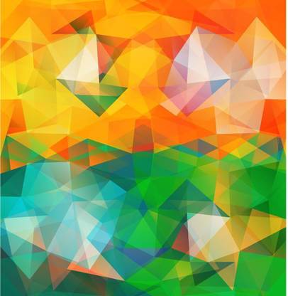 Artzfolio Multicolor Triangle Mosaic Unframed Premium Canvas Painting 32inch x 33.1inch (81.3cms x 84cms) Digital Reprint 32.5 inch x 33.6 inch Painting