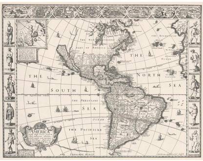Artzfolio Artz Photo of an Antique Map Of Americas 1626 Unframed Premium Canvas Painting 20.5inch x 16inch (52cms x 40.6cms) Digital Reprint 16.5 inch x 21 inch Painting