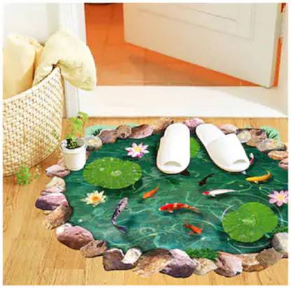 JAAMSO ROYALS 100 cm Wall Sticker Fantastic 3D Lotus Leaves Fishes Fishpond Home Sticker House Removabl(60CM X 90CM) Removable Sticker