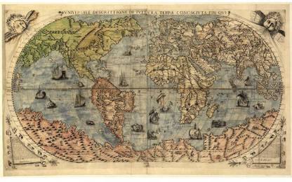 Artzfolio Image of Ancient World Map D2 Unframed Premium Canvas Painting 39.9inch x 24inch (101.3cms x 61cms) Digital Reprint 24.5 inch x 40.4 inch Painting