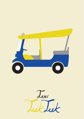 Artzfolio Taxi Tuk Tuk Unframed Premium Canvas Painting 12inch x 17inch (30.5cms x 43.1cms) Digital Reprint 12.5 inch x 17.5 inch Painting