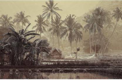 Artzfolio 78.486 cm Wooden House in a Tropical Forest Peel & Stick Vinyl Wall Sticker 30.9inch x 20inch (78.5cms x 50.8cms) Self Adhesive Sticker