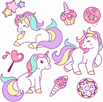 DivineDesigns 61 cm Unicorn Outlines Sticker Self Adhesive Sticker