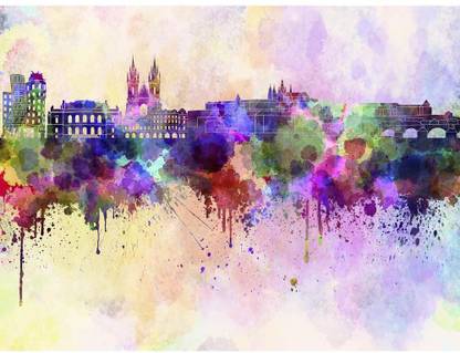 Artzfolio ArtzFolio Prague Skyline, Capital City of The Czech Republic Unframed Premium Canvas Painting 72inch x 54inch (182.9cms x 137.2cms) Digital Reprint 54.5 inch x 72.5 inch Painting