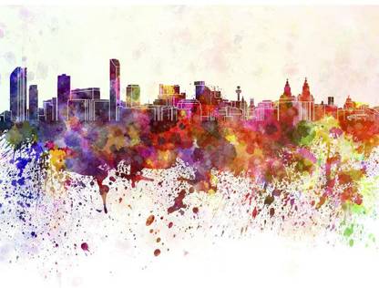 Artzfolio Liverpool Skyline, city in North West England Unframed Premium Canvas Painting 32inch x 24inch (81.3cms x 61cms) Digital Reprint 24.5 inch x 32.5 inch Painting