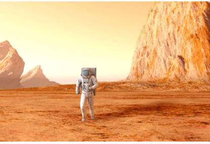 Artzfolio ArtzFolio Astronaut Walking On The Surface Of Mars D2 Unframed Premium Canvas Painting 30inch x 20inch (76.2cms x 50.8cms) Digital Reprint 20.5 inch x 30.5 inch Painting